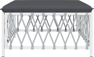 vidaXL vidaXL Ogrodowy podnóżek z poduszką, biały, plecionka 3