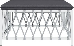 vidaXL vidaXL Ogrodowy podnóżek z poduszką, biały, plecionka 4