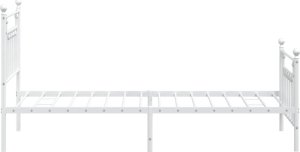 vidaXL vidaXL Metalowa rama łóżka z wezgłowiem i zanóżkiem, biała, 90x190 cm 6