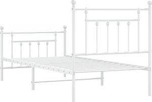 vidaXL vidaXL Metalowa rama łóżka z wezgłowiem i zanóżkiem, biała, 90x190 cm 7