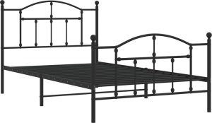 vidaXL vidaXL Metalowa rama łóżka z wezgłowiem i zanóżkiem, czarna, 107x203cm 2