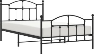 vidaXL vidaXL Metalowa rama łóżka z wezgłowiem i zanóżkiem, czarna, 107x203cm 3