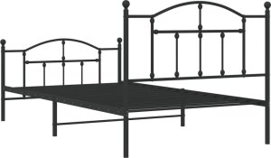 vidaXL vidaXL Metalowa rama łóżka z wezgłowiem i zanóżkiem, czarna, 107x203cm 6