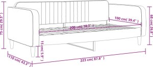 vidaXL vidaXL Sofa z funkcją spania, czarna, 100x200 cm, obita aksamitem 8