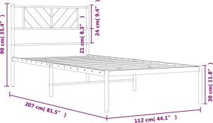 vidaXL vidaXL Metalowa rama łóżka z wezgłowiem, czarna, 107x203 cm 9