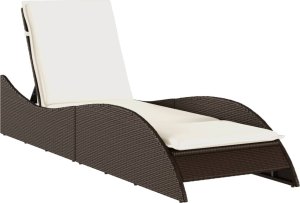 vidaXL vidaXL Leżanka z poduszką, brązowa, 60x205x73, polirattan 2