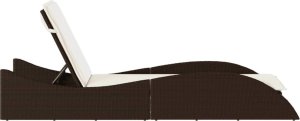 vidaXL vidaXL Leżanka z poduszką, brązowa, 60x205x73, polirattan 5