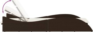 vidaXL vidaXL Leżanka z poduszką, brązowa, 60x205x73, polirattan 7