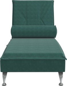 vidaXL Szezlong masujący z wałkiem, ciemnozielony, aksamitny 4
