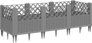 vidaXL vidaXL Donica ogrodowa na kołkach, jasnoszara, 123,5x43,5x43,5 cm, PP 2