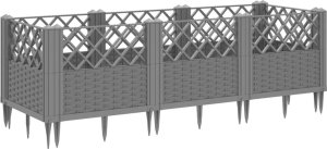 vidaXL vidaXL Donica ogrodowa na kołkach, jasnoszara, 123,5x43,5x43,5 cm, PP 5