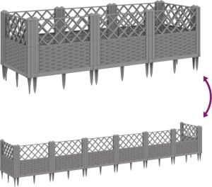 vidaXL vidaXL Donica ogrodowa na kołkach, jasnoszara, 123,5x43,5x43,5 cm, PP 6