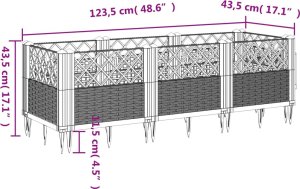 vidaXL vidaXL Donica ogrodowa na kołkach, jasnoszara, 123,5x43,5x43,5 cm, PP 8
