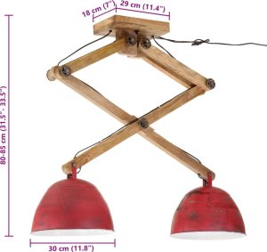 Lampa sufitowa vidaXL vidaXL Lampa sufitowa, 25 W, postarzany czerwony, 29x18x85 cm, E27 8