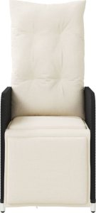 vidaXL vidaXL Rozkładany fotel ogrodowy z poduszkami, czarny polirattan 4