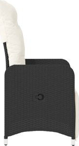 vidaXL vidaXL Rozkładany fotel ogrodowy z poduszkami, czarny polirattan 5