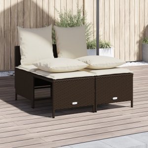 vidaXL vidaXL 4-cz zestaw wypoczynkowy do ogrodu, poduszki, brązowy rattan PE 1