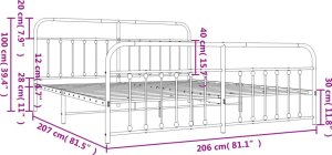 vidaXL vidaXL Metalowa rama łóżka z wezgłowiem i zanóżkiem, biała, 200x200 cm 10
