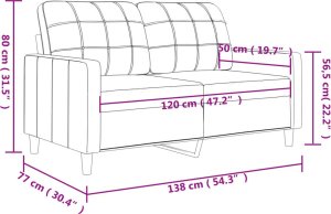 vidaXL vidaXL Sofa 2-osobowa, jasnoszara, 120 cm, tapicerowana tkaniną 8