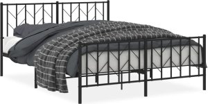 vidaXL vidaXL Metalowa rama łóżka z wezgłowiem i zanóżkiem, czarna, 150x200cm 2
