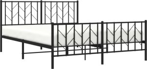 vidaXL vidaXL Metalowa rama łóżka z wezgłowiem i zanóżkiem, czarna, 150x200cm 3