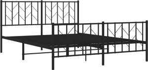 vidaXL vidaXL Metalowa rama łóżka z wezgłowiem i zanóżkiem, czarna, 150x200cm 4