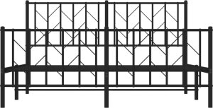 vidaXL vidaXL Metalowa rama łóżka z wezgłowiem i zanóżkiem, czarna, 150x200cm 5