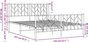 vidaXL vidaXL Metalowa rama łóżka z wezgłowiem i zanóżkiem, czarna, 150x200cm 10