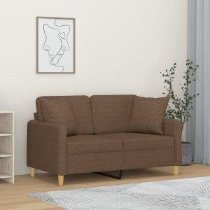 vidaXL vidaXL 2-osobowa sofa z poduszkami, brązowa, 120 cm, tkanina 1