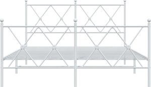 vidaXL vidaXL Metalowa rama łóżka z wezgłowiem i zanóżkiem, biała, 140x200 cm 4