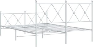 vidaXL vidaXL Metalowa rama łóżka z wezgłowiem i zanóżkiem, biała, 140x200 cm 6