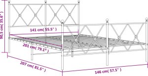 vidaXL vidaXL Metalowa rama łóżka z wezgłowiem i zanóżkiem, biała, 140x200 cm 8