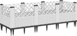 vidaXL vidaXL Donica ogrodowa na kołkach, biała, 123,5x43,5x43,5 cm, PP 2