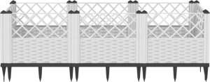 vidaXL vidaXL Donica ogrodowa na kołkach, biała, 123,5x43,5x43,5 cm, PP 3