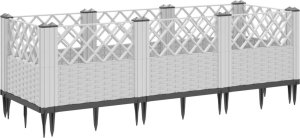vidaXL vidaXL Donica ogrodowa na kołkach, biała, 123,5x43,5x43,5 cm, PP 5