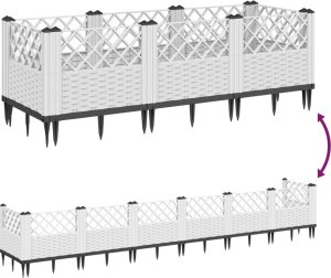 vidaXL vidaXL Donica ogrodowa na kołkach, biała, 123,5x43,5x43,5 cm, PP 6