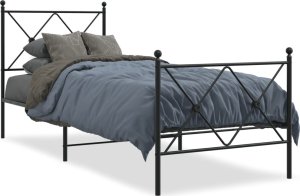 vidaXL vidaXL Metalowa rama łóżka z wezgłowiem i zanóżkiem, czarna, 80x200 cm 2