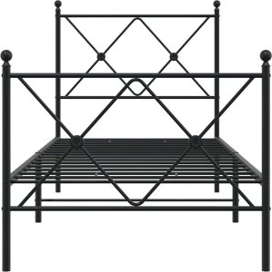 vidaXL vidaXL Metalowa rama łóżka z wezgłowiem i zanóżkiem, czarna, 80x200 cm 4