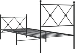vidaXL vidaXL Metalowa rama łóżka z wezgłowiem i zanóżkiem, czarna, 80x200 cm 6