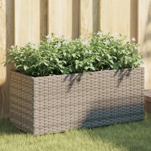 vidaXL vidaXL Donica ogrodowa z 2 wkładami, szara, 72x30x32 cm, rattan PE 1