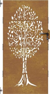 vidaXL vidaXL Furtka ogrodowa, 85x200 cm, stal kortenowska, motyw drzewa 4