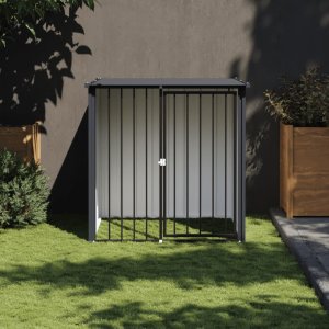 vidaXL vidaXL Buda dla psa, z dachem, czarna, 110x103x109 cm, stal 1