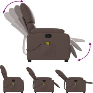 vidaXL vidaXL Rozkładany fotel masujący, brązowy, obity sztuczną skórą 7