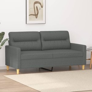 vidaXL Sofa 2-osobowa, ciemnoszara, 140 cm, tapicerowana tkaniną 1