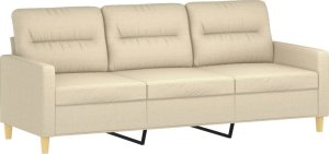 vidaXL 3-osobowa sofa, kremowa, 180 cm, tapicerowana tkaniną 2