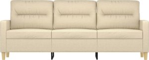 vidaXL 3-osobowa sofa, kremowa, 180 cm, tapicerowana tkaniną 3