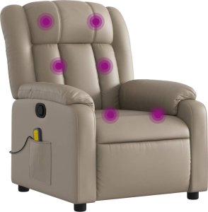 vidaXL Rozkładany fotel masujący, cappuccino, obity sztuczną skórą 2