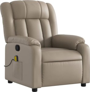 vidaXL Rozkładany fotel masujący, cappuccino, obity sztuczną skórą 3