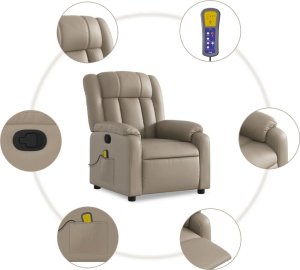 vidaXL Rozkładany fotel masujący, cappuccino, obity sztuczną skórą 6