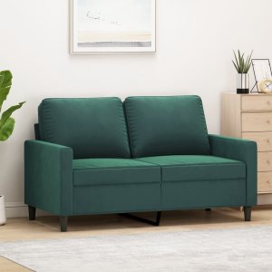 vidaXL vidaXL Sofa 2-osobowa, ciemnozielona, 120 cm, tapicerowana aksamitem 1